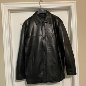 Andrew Marc Black Leather Coat, Men’s Medium